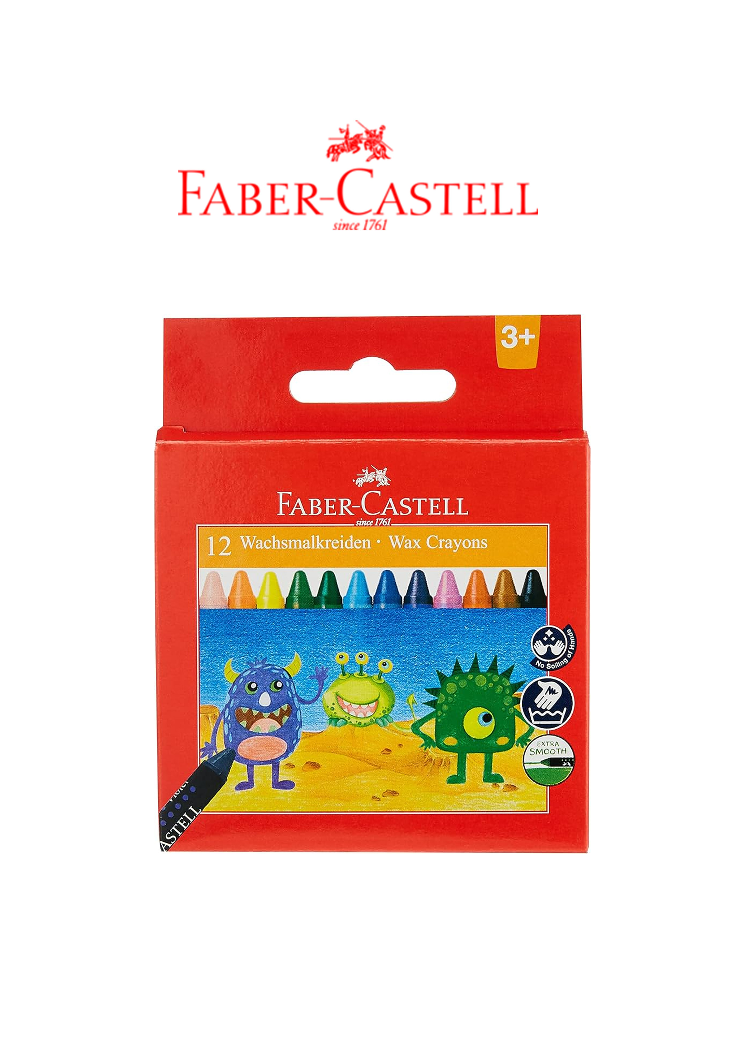 Faber-Castell 12 Wax Crayon Colour 75 mm (120043)