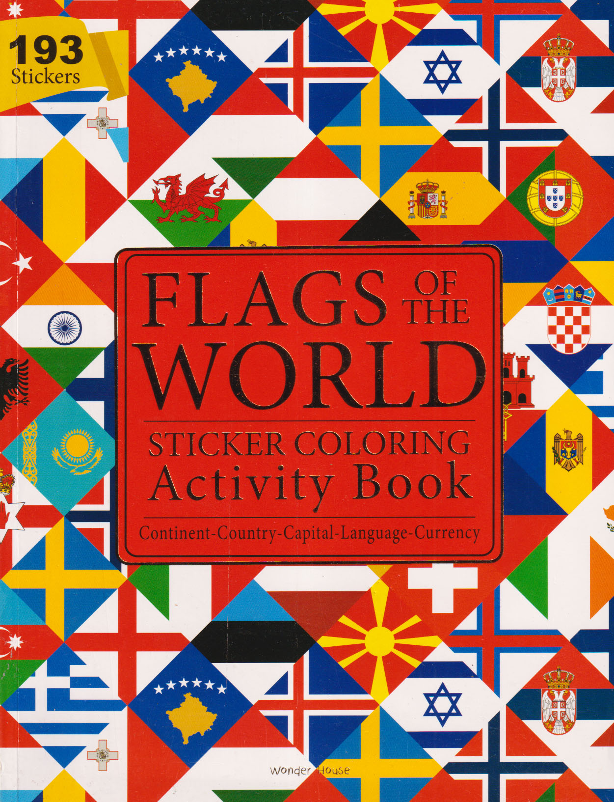 Flags of the World Sticker Coloring Activity Book For Children