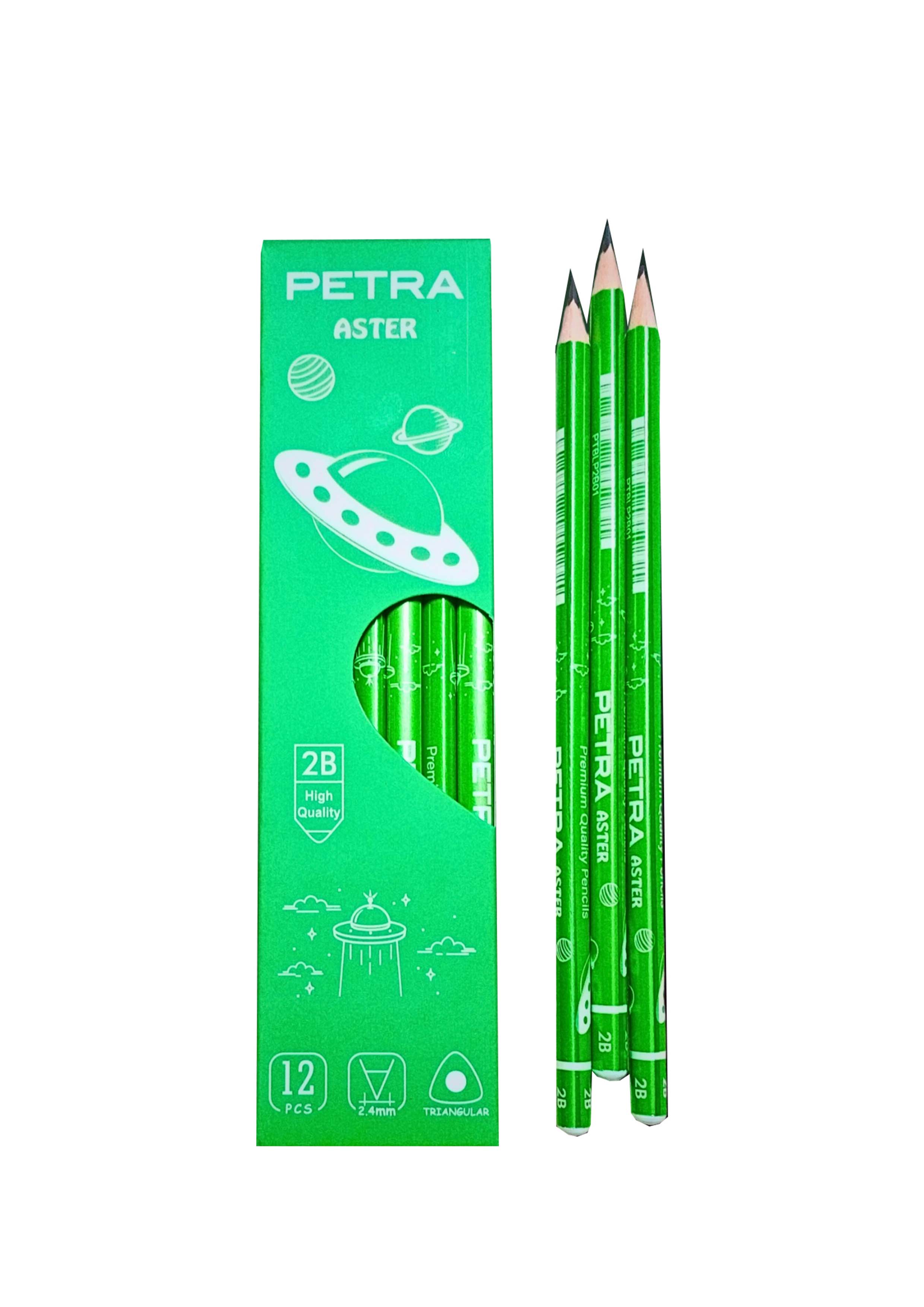 Petra Aster Triangular 2B Pencil-Green (PTBLP2B01)