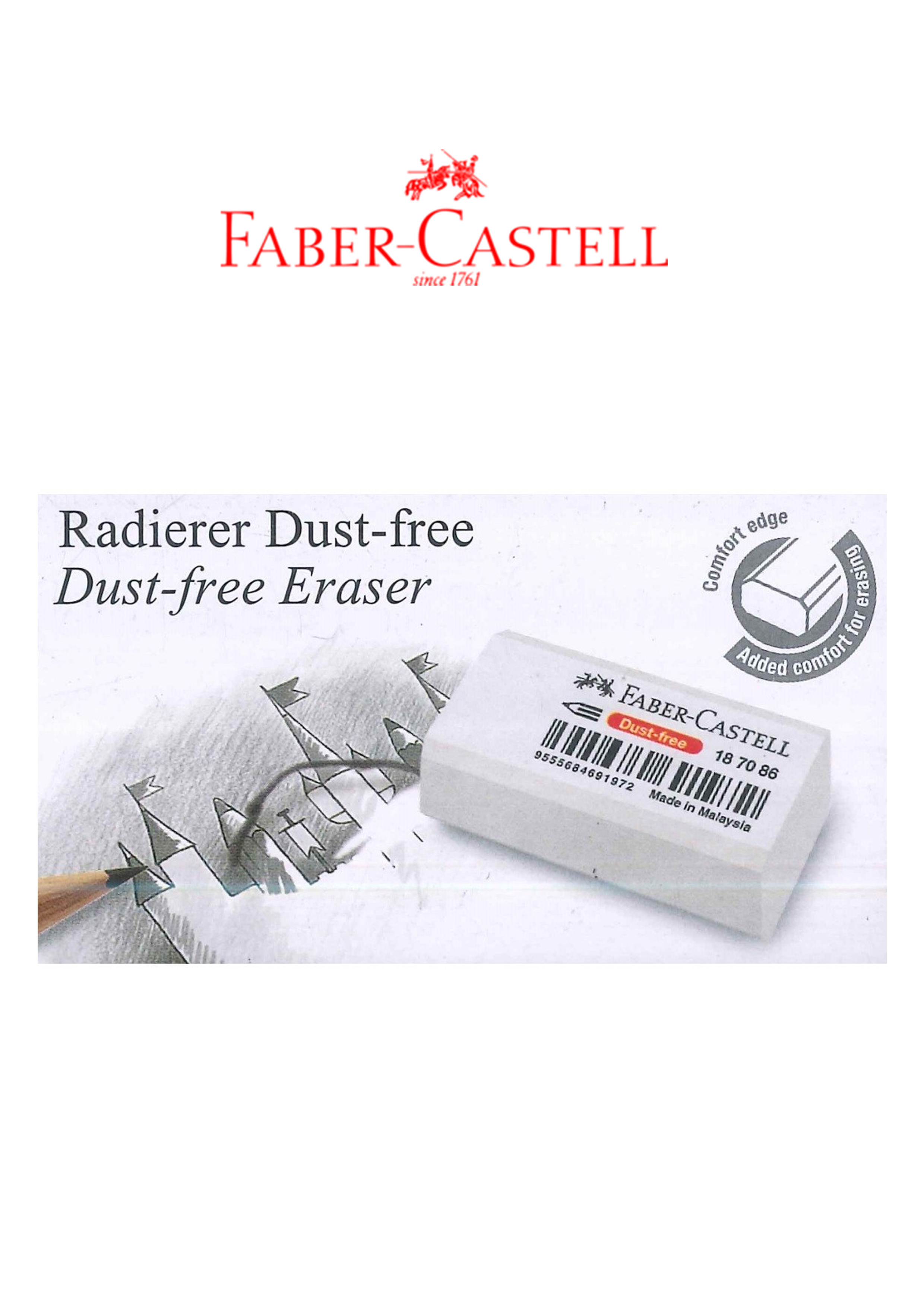 Faber-Castell Dust-Free Radierer Eraser Large (187086) Per Each Faber-Castell Dust-Free Radierer Eraser Large (187086) Per Each
