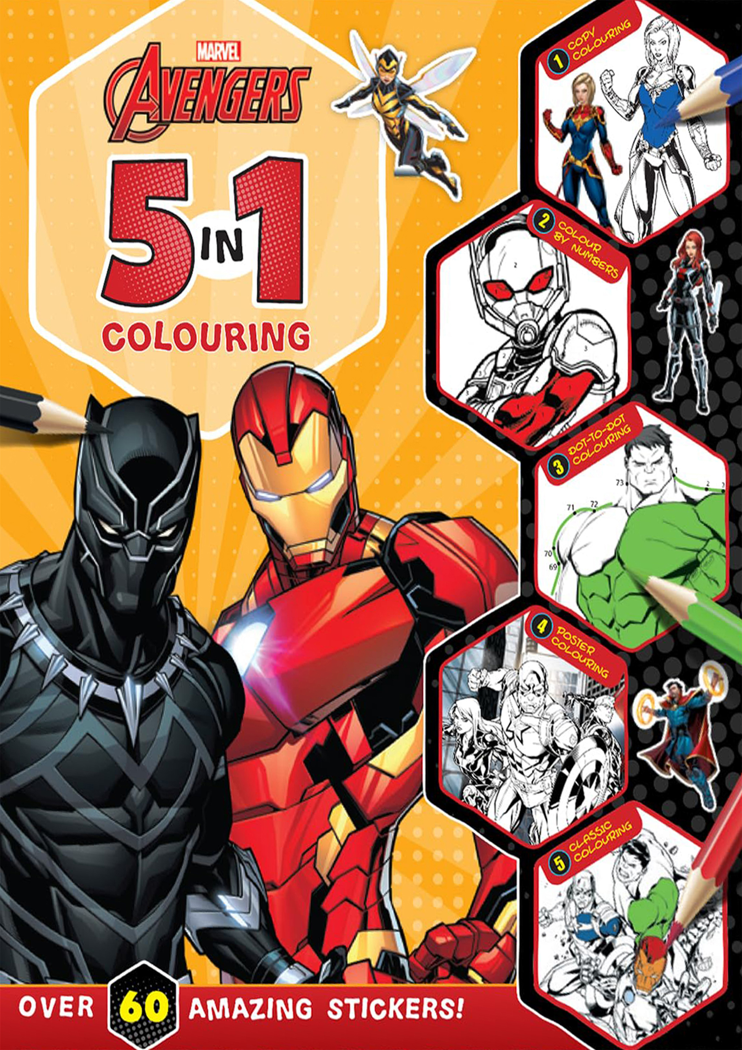 Marvel Avengers: 5-In-1 Colouring Book (পেপারব্যাক)